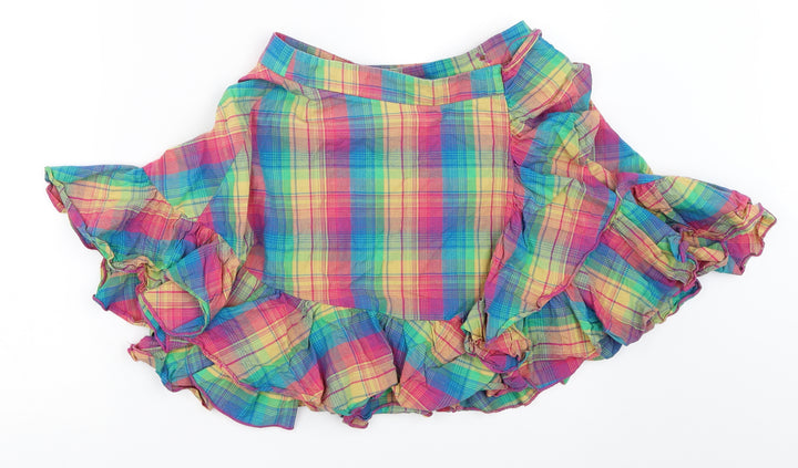 Warehouse Womens Blue Check Wrap Skirt Size 6