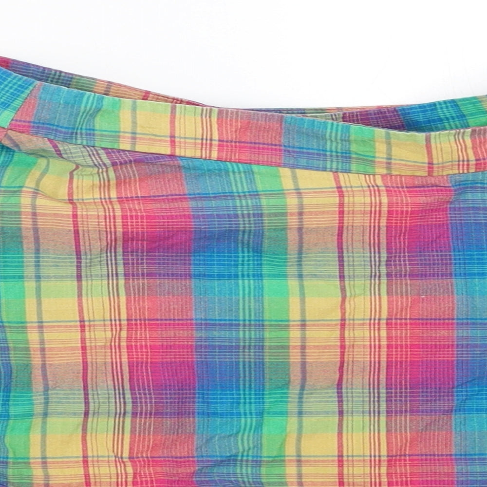 Warehouse Womens Blue Check  Wrap Skirt Size 6