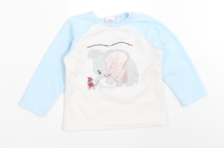 Primark Girls White Colourblock Top Pyjama Top Size 2-3 Years - dumbo