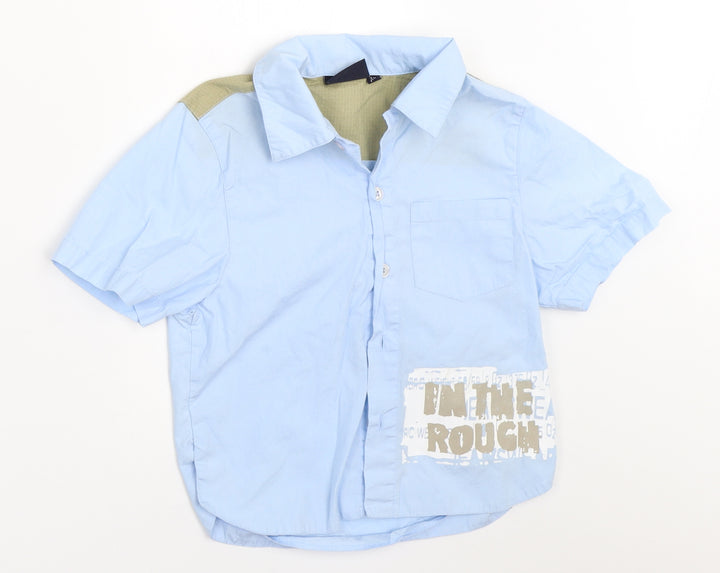 Ice Blue Boys Blue Basic Button-Up Size 3-4 Years