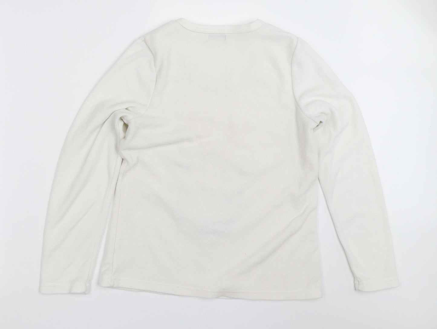 F&F Womens White Solid  Top Pyjama Top Size 8  - christmas reindeer rudolph