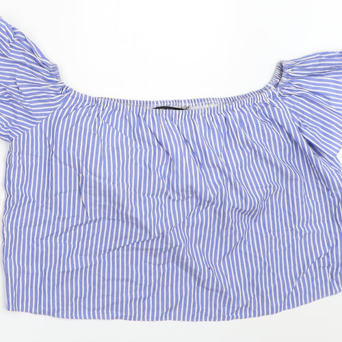 Zara Womens Blue Striped  Basic Blouse Size XS