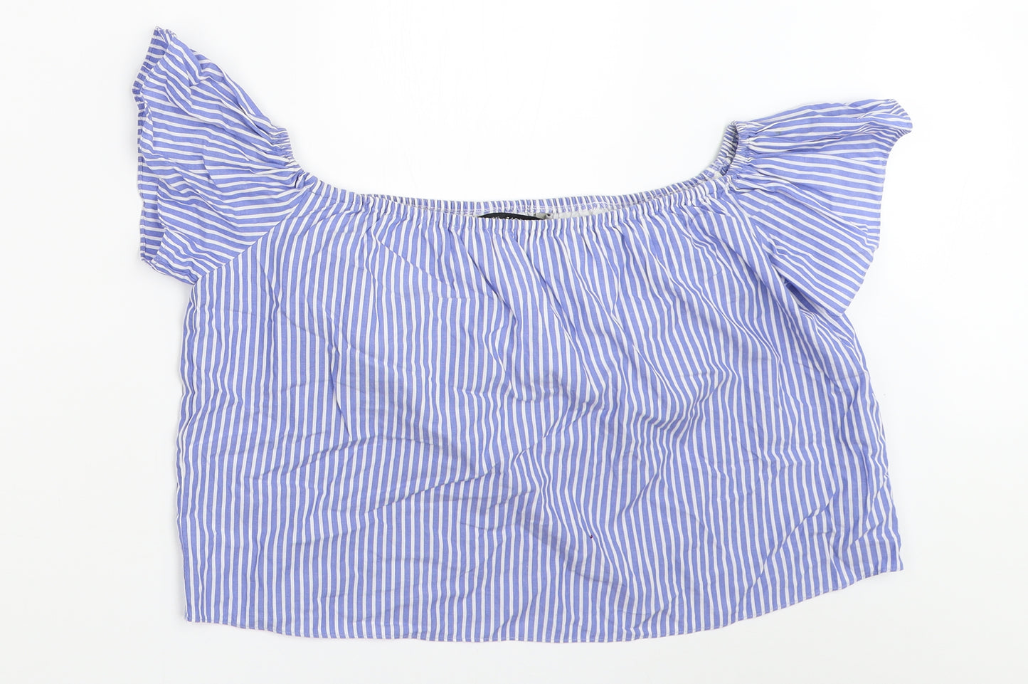 Zara Womens Blue Striped  Basic Blouse Size XS