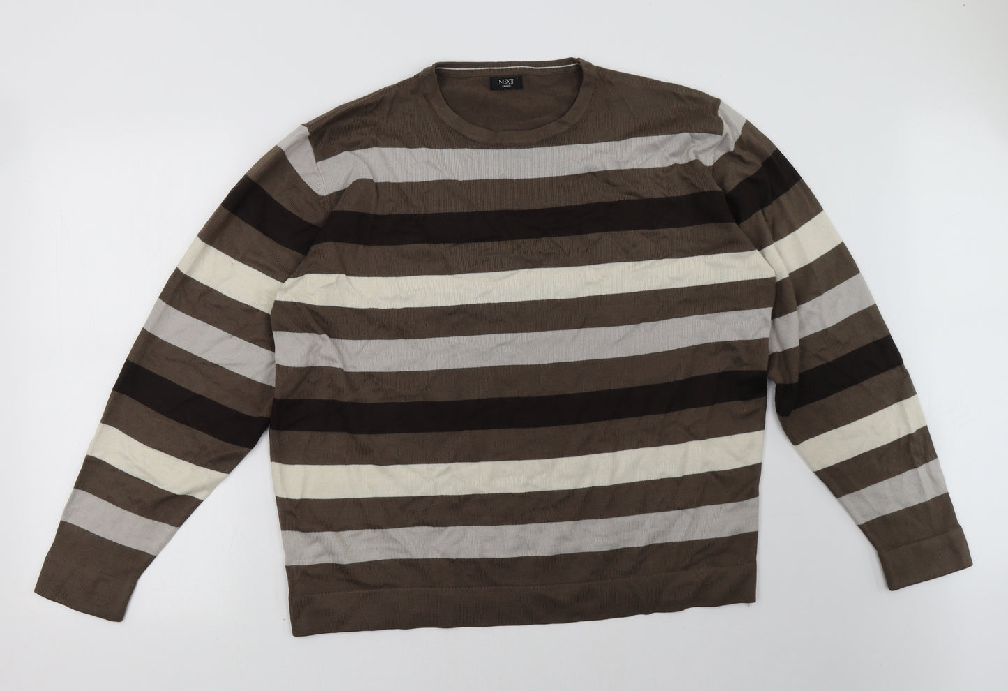 NEXT Womens Brown Striped  Pullover Sweatshirt Size L