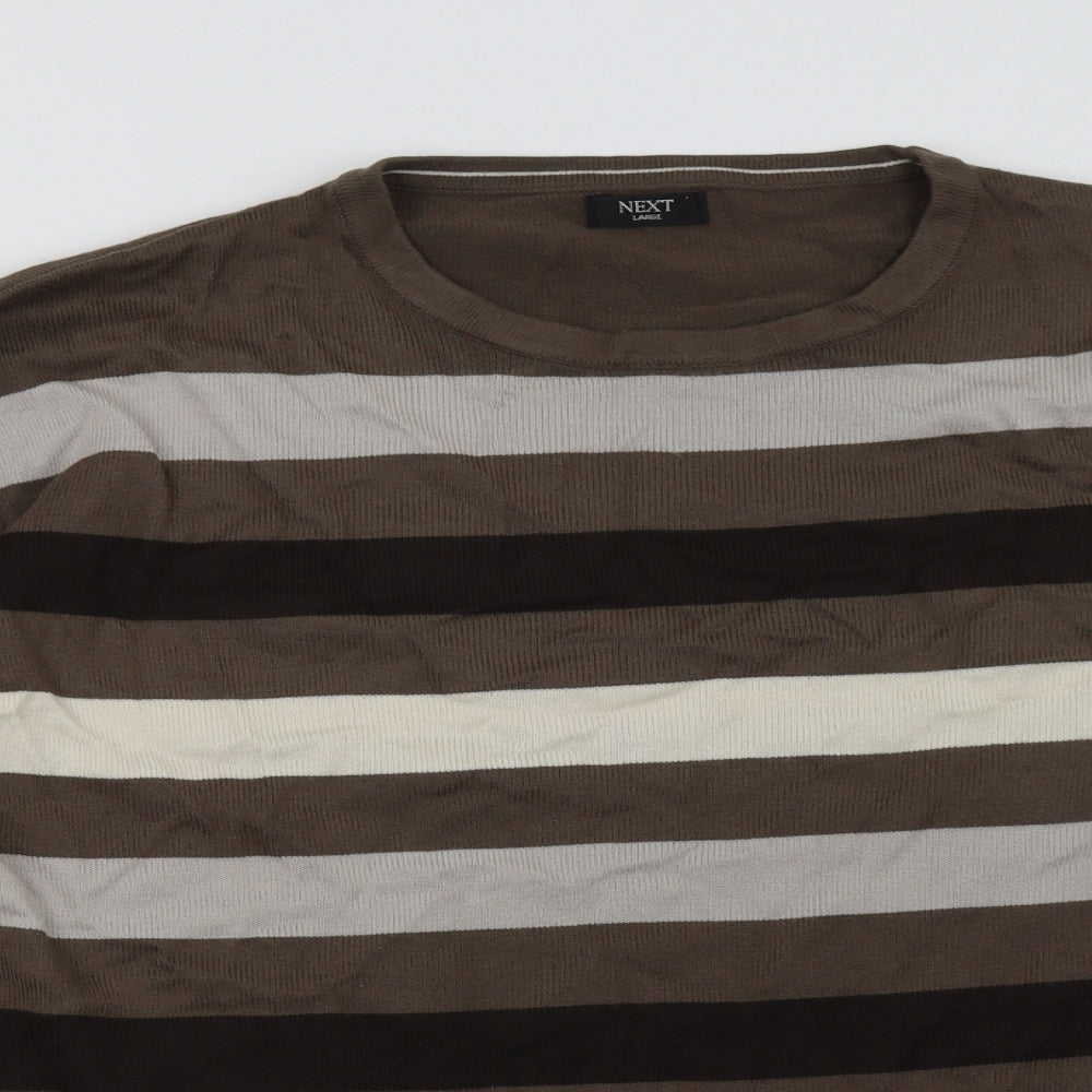 NEXT Womens Brown Striped  Pullover Sweatshirt Size L