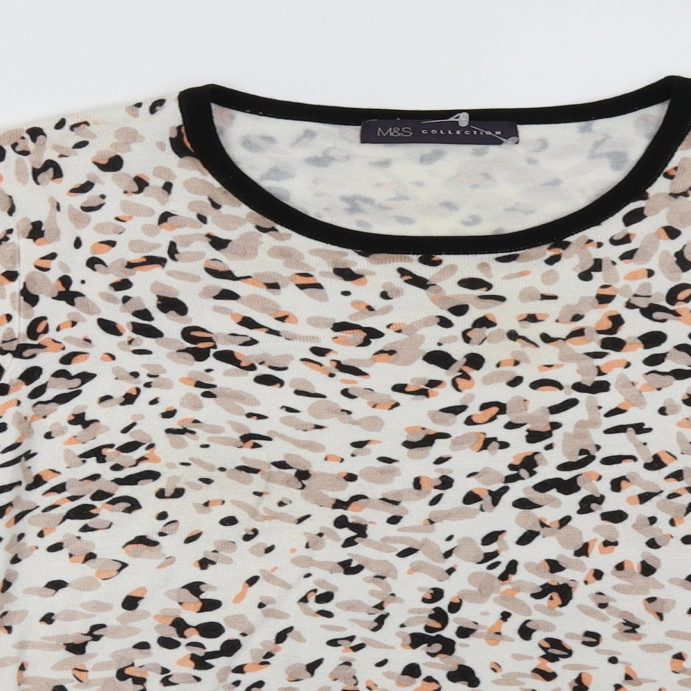 Marks and Spencer Womens Beige Animal Print  Pullover Sweatshirt Size 14
