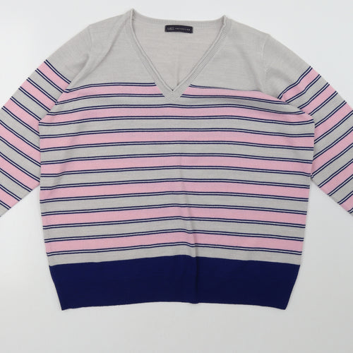 Marks and Spencer Womens Pink Striped  Pullover Sweatshirt Size 22