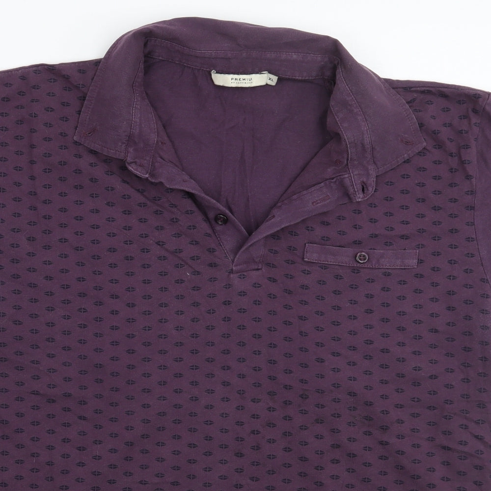 JACK & JONES Mens Purple Geometric   T-Shirt Size XL