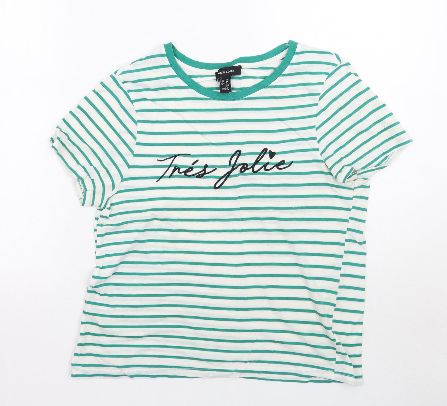 Newlook Womens White Striped  Basic T-Shirt Size 14