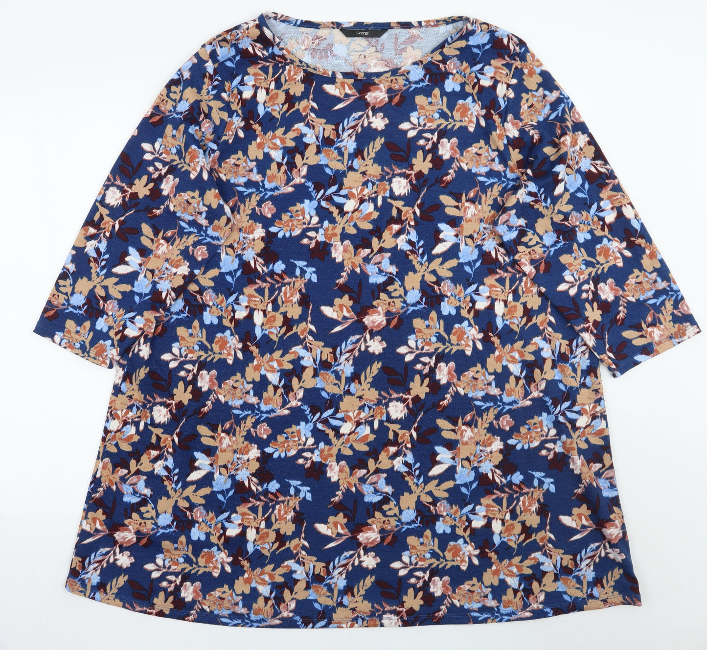 George Womens Blue Floral  Basic T-Shirt Size 20