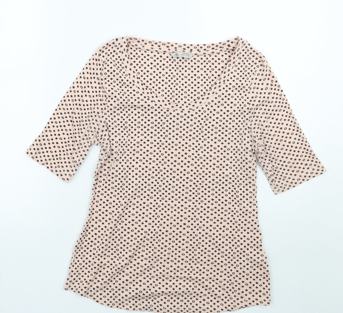 Marks and Spencer Womens Beige Polka Dot  Basic T-Shirt Size 12