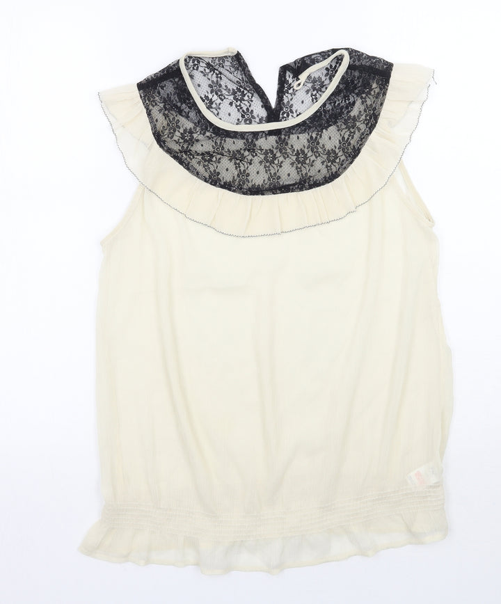 F&F Womens Ivory Floral  Basic Blouse Size 12
