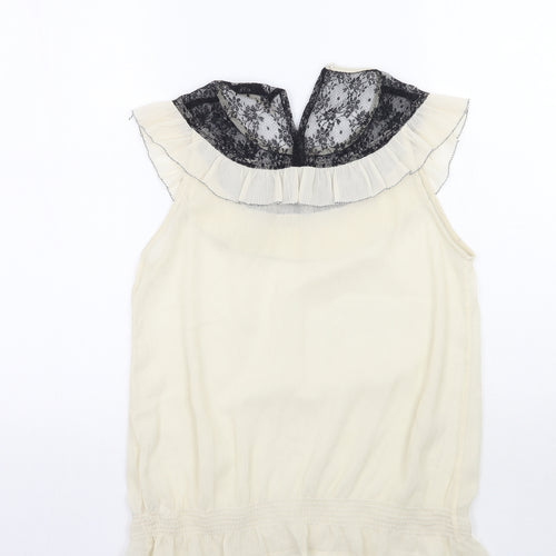 F&F Womens Ivory Floral  Basic Blouse Size 12