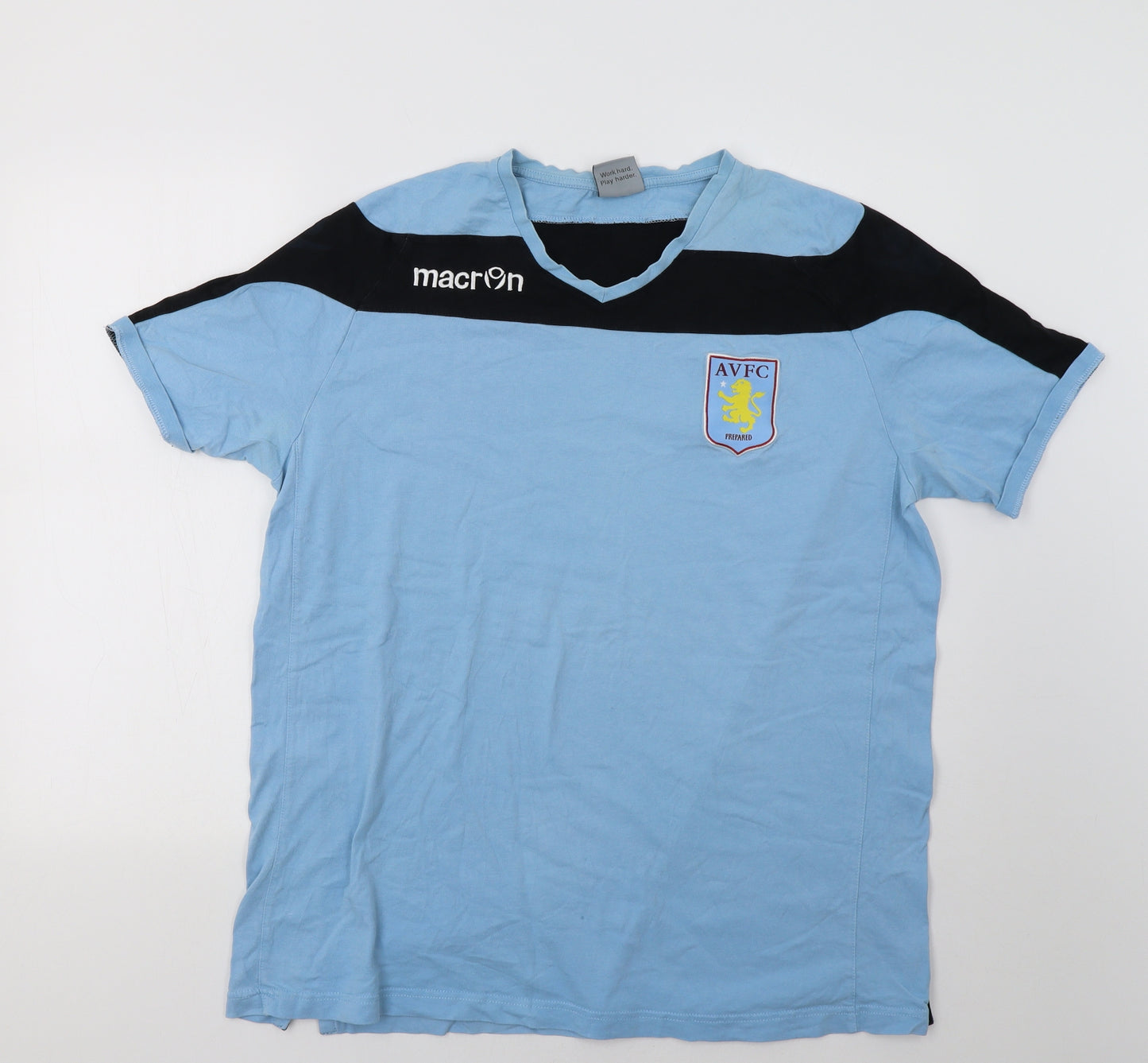 Macron Mens Blue Striped   T-Shirt Size 2XL  - AVFC