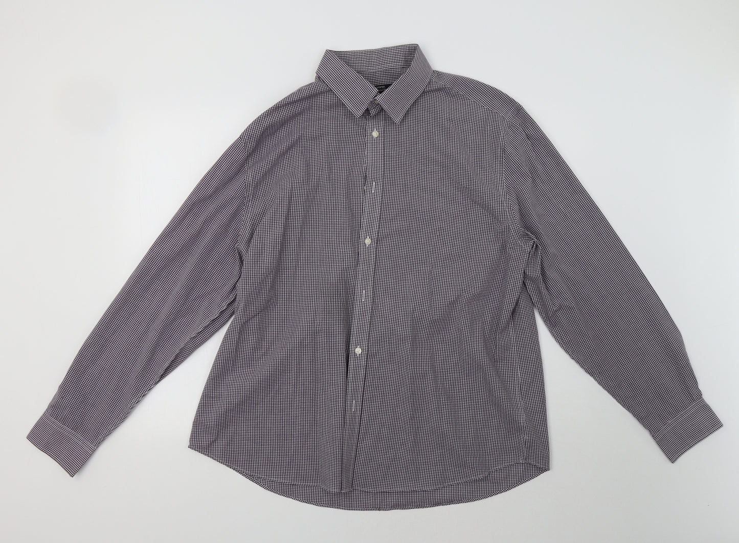 George Mens Purple Check   Dress Shirt Size 17.5