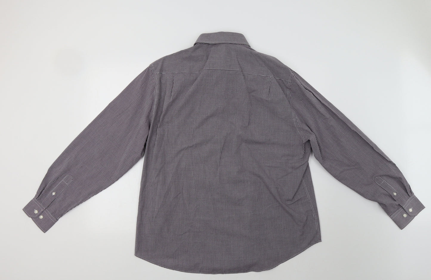 George Mens Purple Check   Dress Shirt Size 17.5