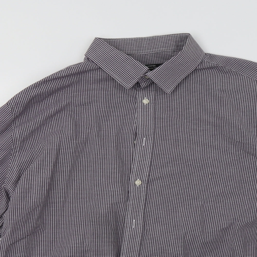 George Mens Purple Check   Dress Shirt Size 17.5
