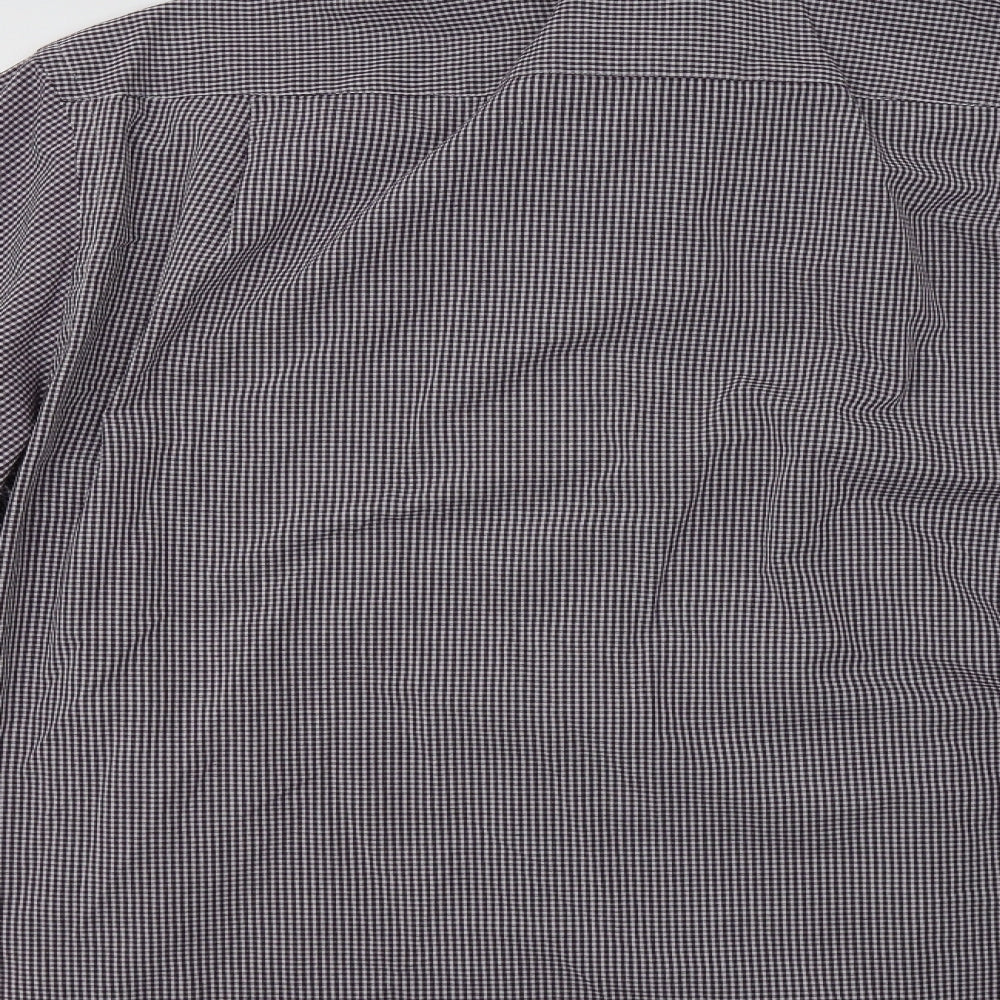 George Mens Purple Check   Dress Shirt Size 17.5