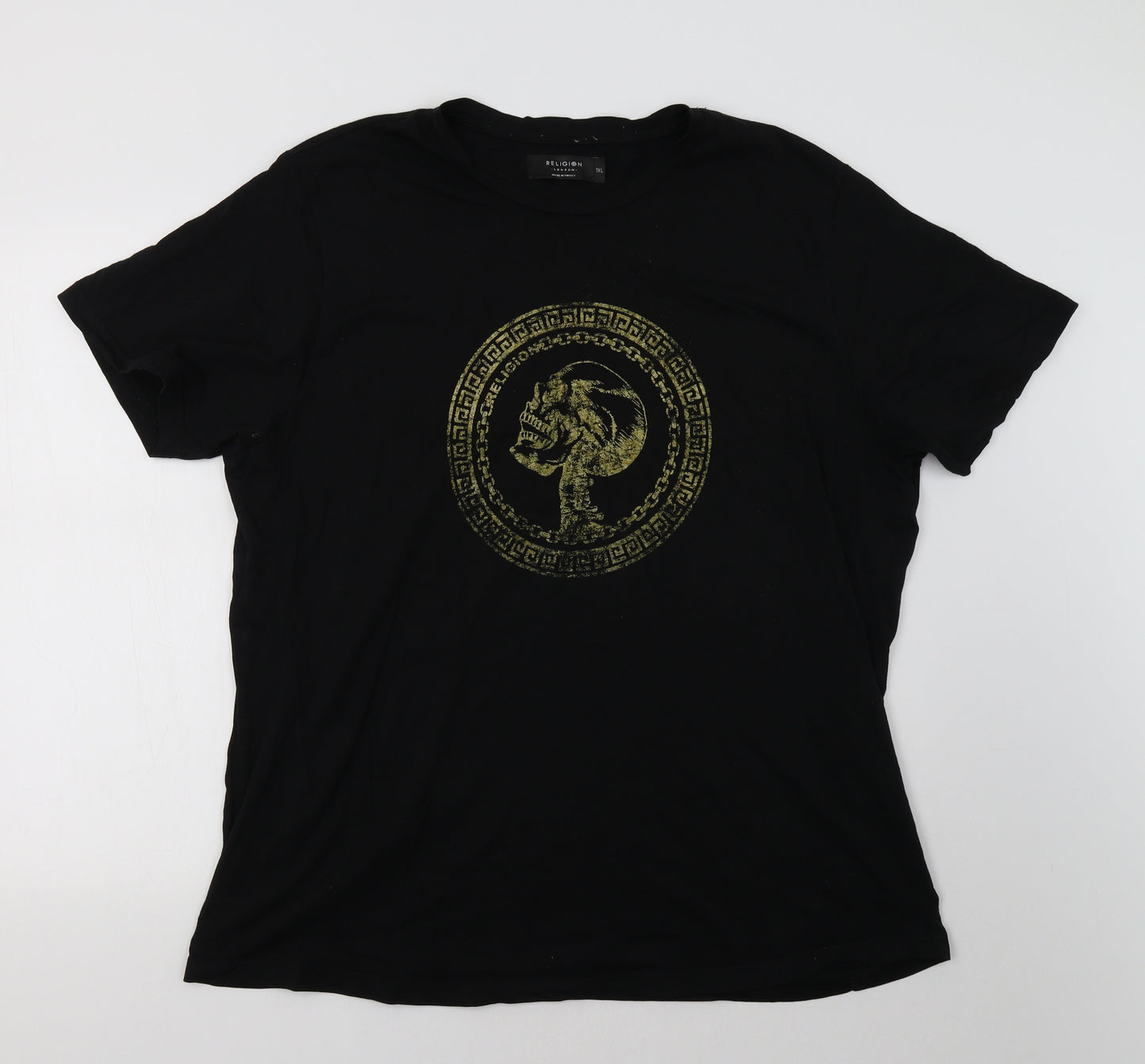 Religion Mens Black    T-Shirt Size XL  - Skull