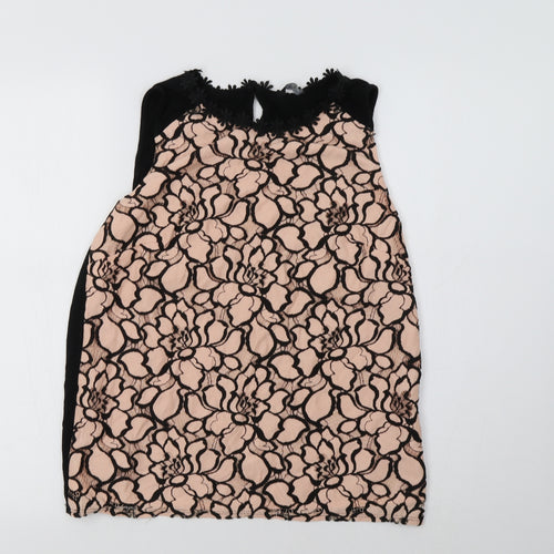 F&F Womens Black Floral  Basic Blouse Size 10
