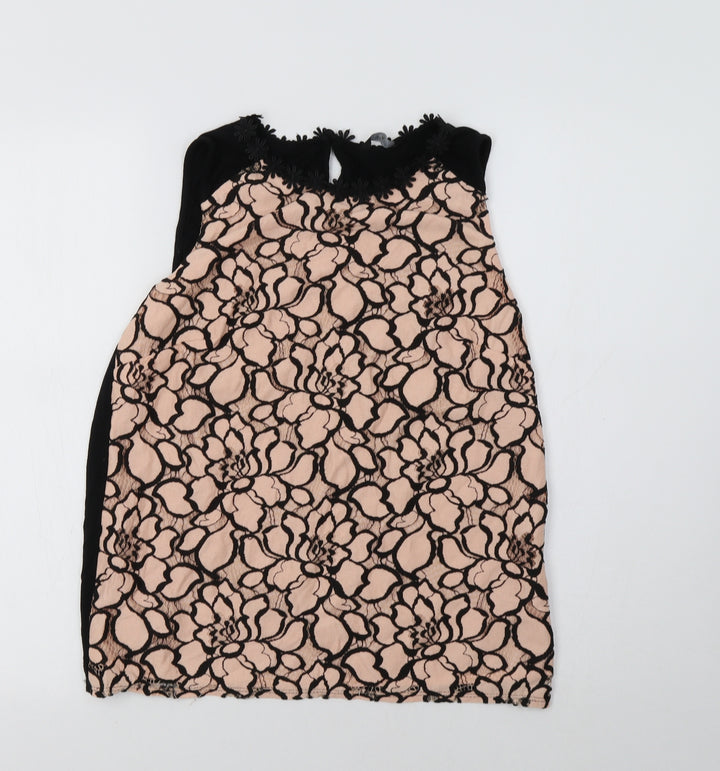 F&F Womens Black Floral Basic Blouse Size 10