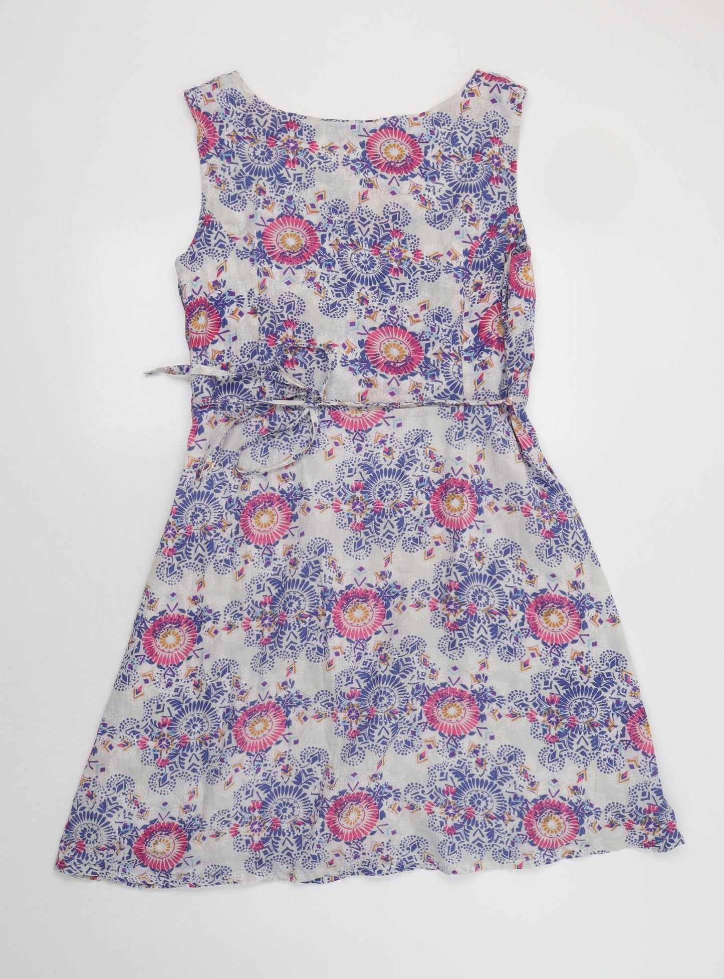 Lily & Me Womens White Floral  Fit & Flare  Size 14