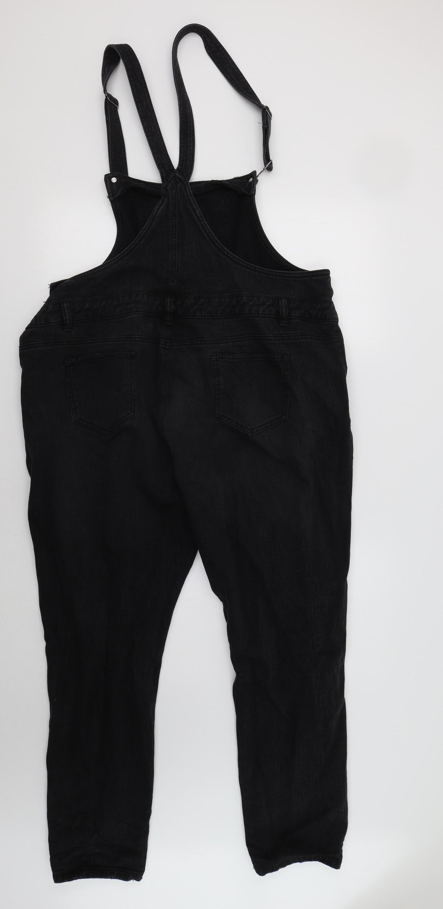 Primark Womens Black  Denim Dungarees Trousers Size 20 L29 in