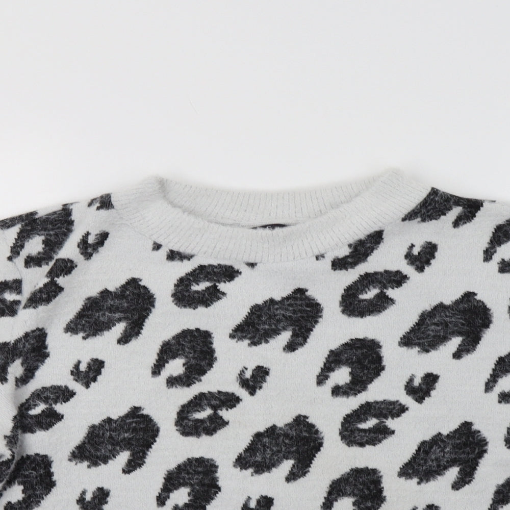 M&S Womens Grey Animal Print  Pullover Jumper Size 16