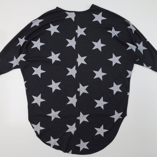 QED London Womens Grey Geometric  Tunic Sweatshirt Size M  - Star Print