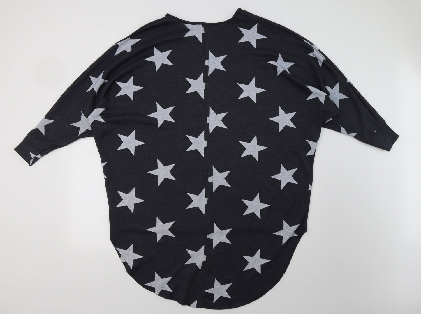 QED London Womens Grey Geometric  Tunic Sweatshirt Size M  - Star Print