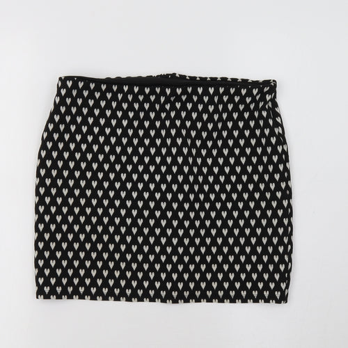 Primark Womens Black   Mini Skirt Size 10  - Heart Print