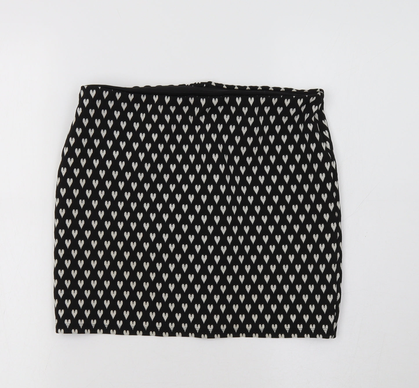 Primark Womens Black   Mini Skirt Size 10  - Heart Print