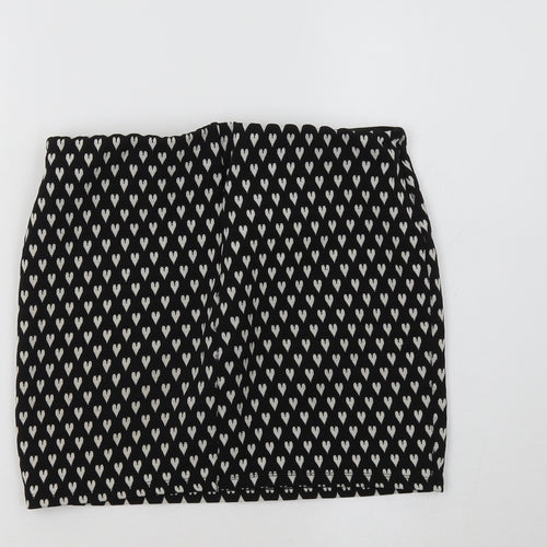 Primark Womens Black   Mini Skirt Size 10  - Heart Print