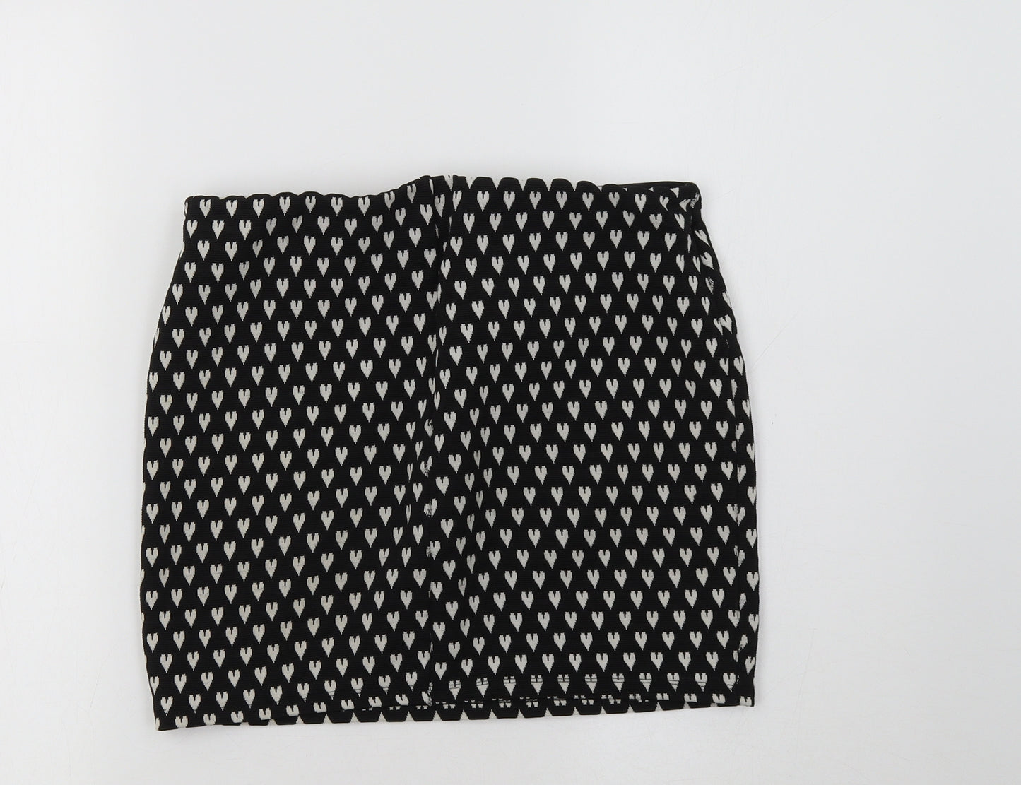 Primark Womens Black   Mini Skirt Size 10  - Heart Print
