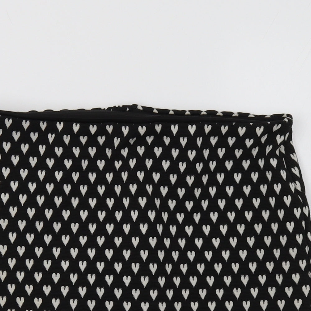 Primark Womens Black   Mini Skirt Size 10  - Heart Print
