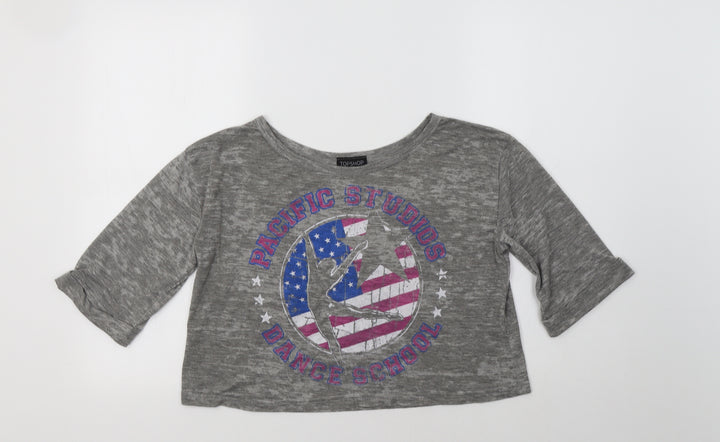 Topshop Womens Grey   Cropped T-Shirt Size 8