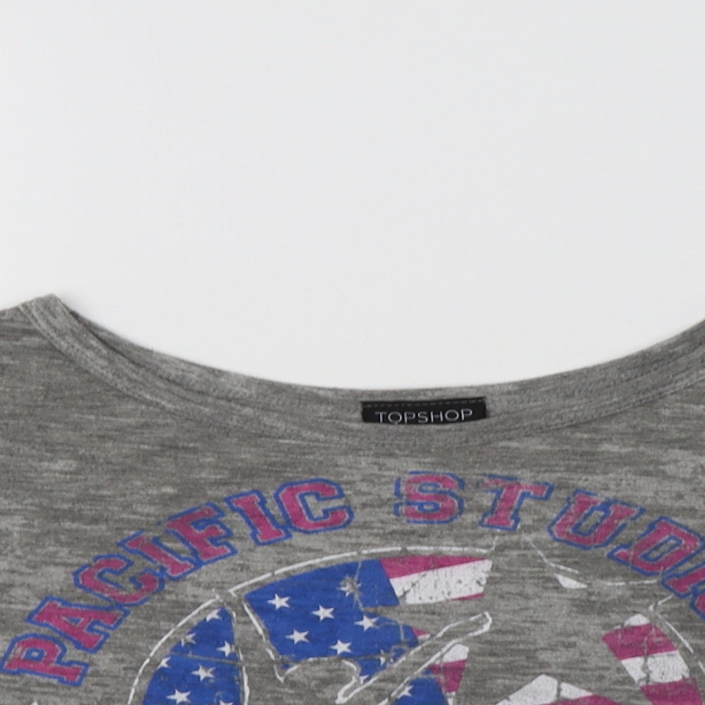Topshop Womens Grey   Cropped T-Shirt Size 8