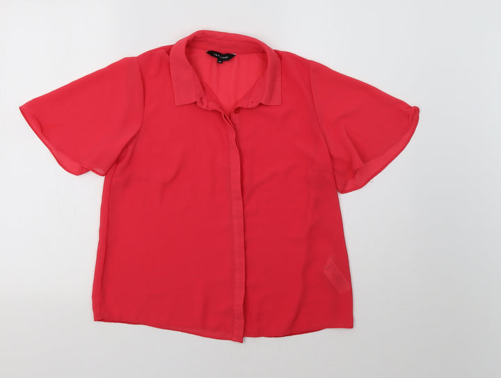 New Look Womens Pink   Basic Button-Up Size 10