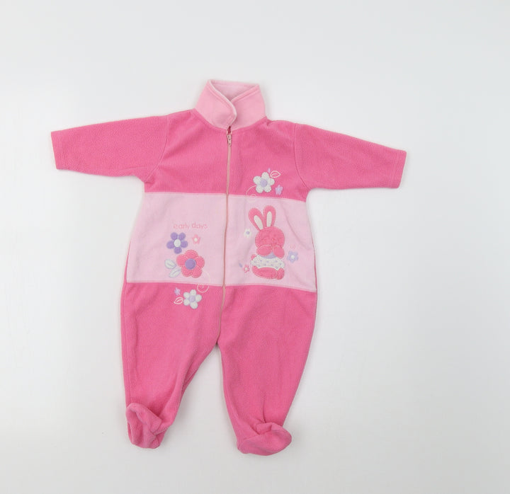 Early Days Baby Pink Floral Babygrow One-Piece Size 3-6 Months - Bunny