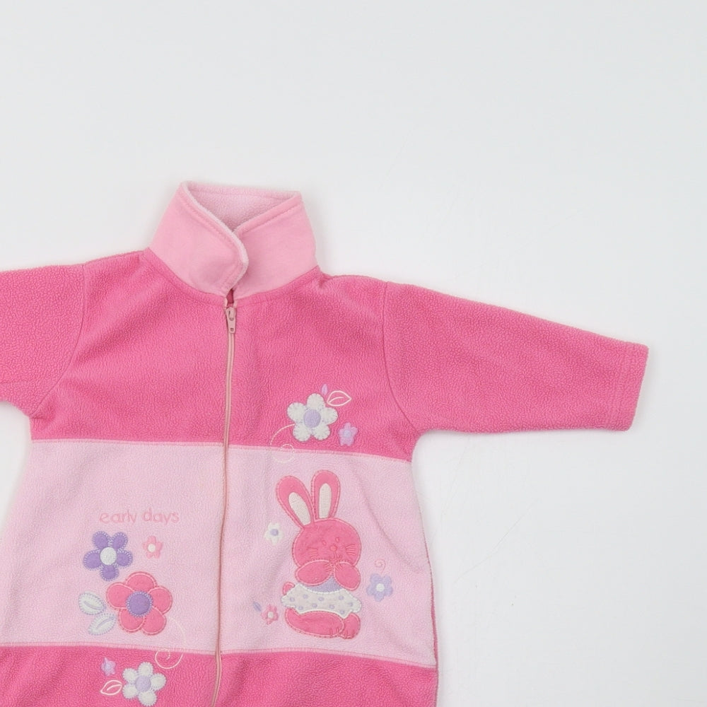 Early Days Baby Pink Floral  Babygrow One-Piece Size 3-6 Months  - Bunny