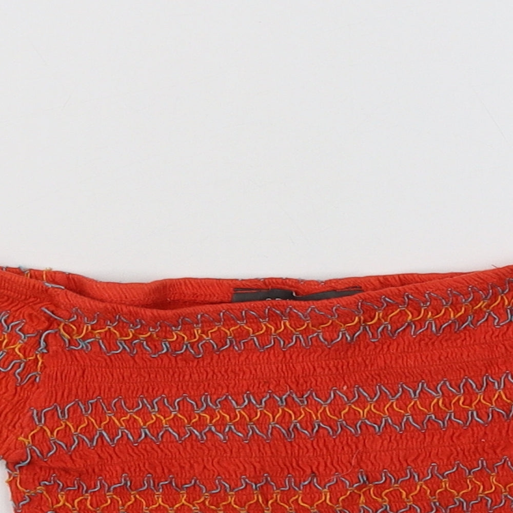 Primark Womens Orange Striped  Cropped T-Shirt Size 6