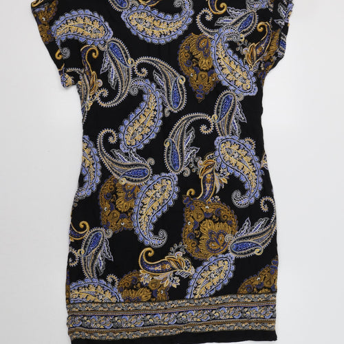 Dorothy Perkins Womens Black Paisley  T-Shirt Dress  Size 10