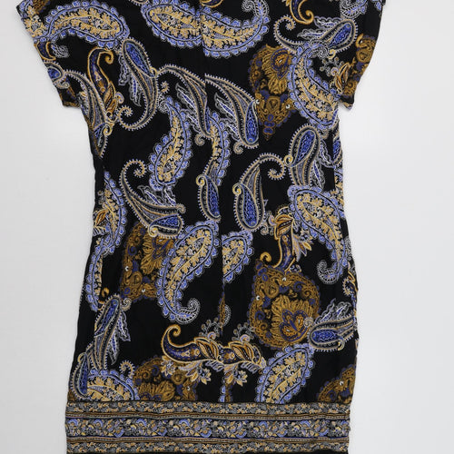 Dorothy Perkins Womens Black Paisley  T-Shirt Dress  Size 10