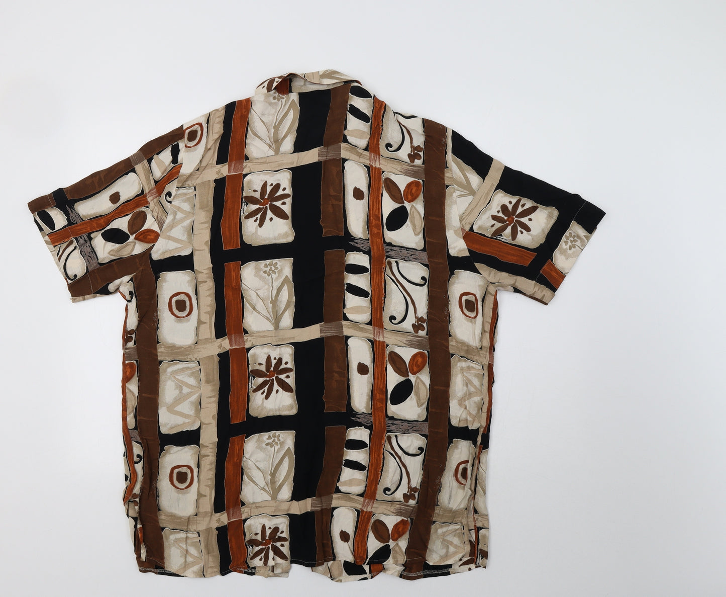 Tendenza Womens Brown Geometric  Basic Button-Up Size 14