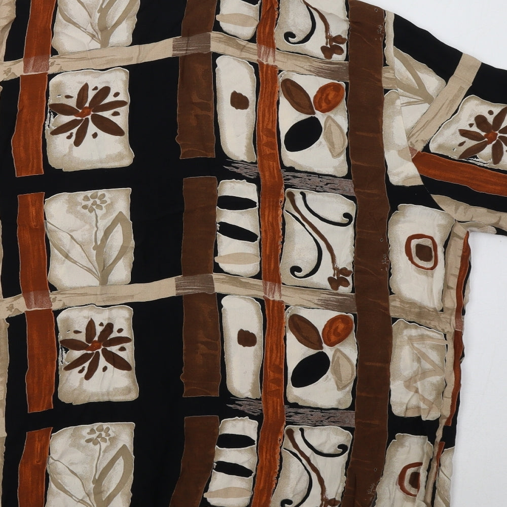 Tendenza Womens Brown Geometric  Basic Button-Up Size 14