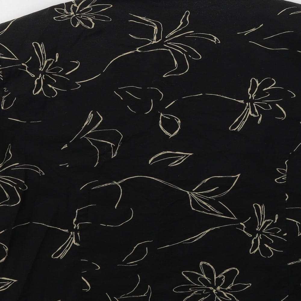 ELVI Womens Black Floral  Basic Button-Up Size 16