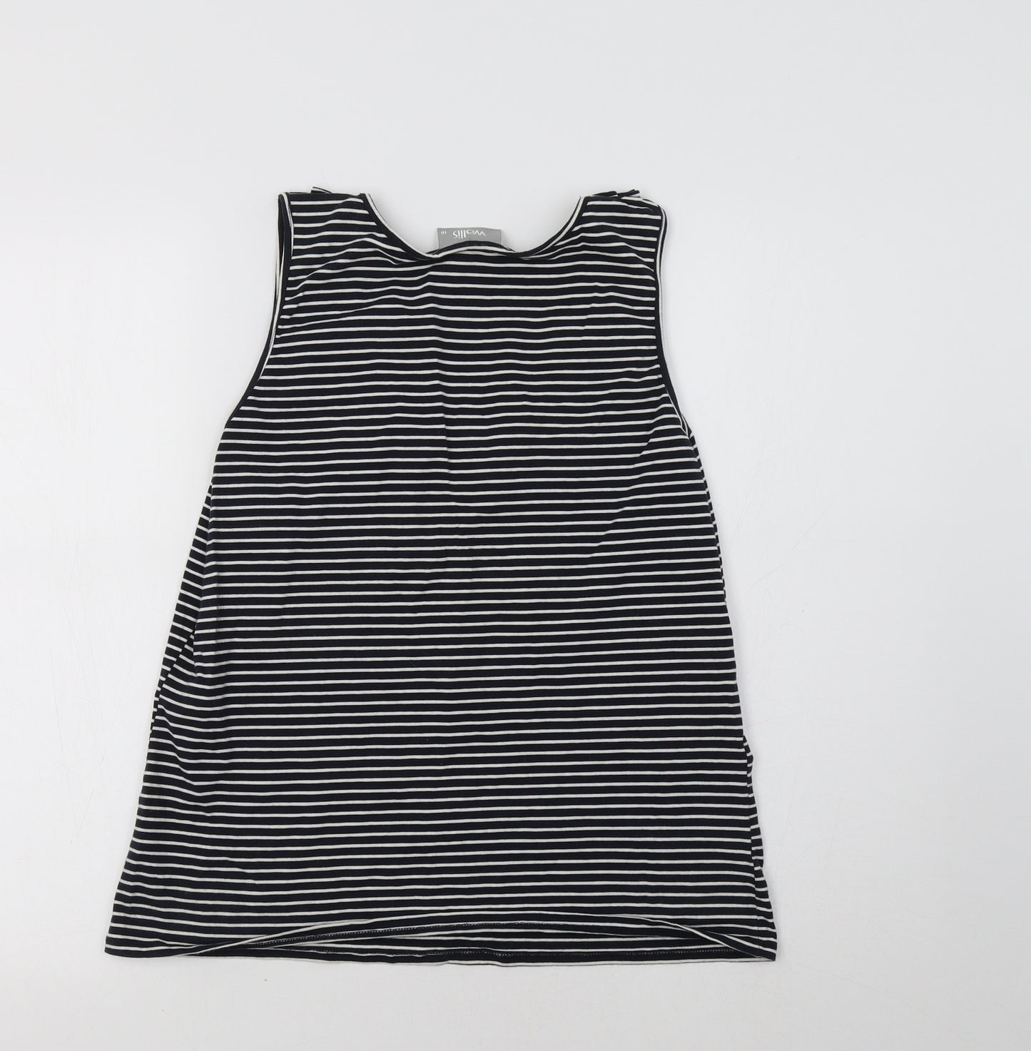 Wallisa Womens Black Striped  Basic Tank Size 16