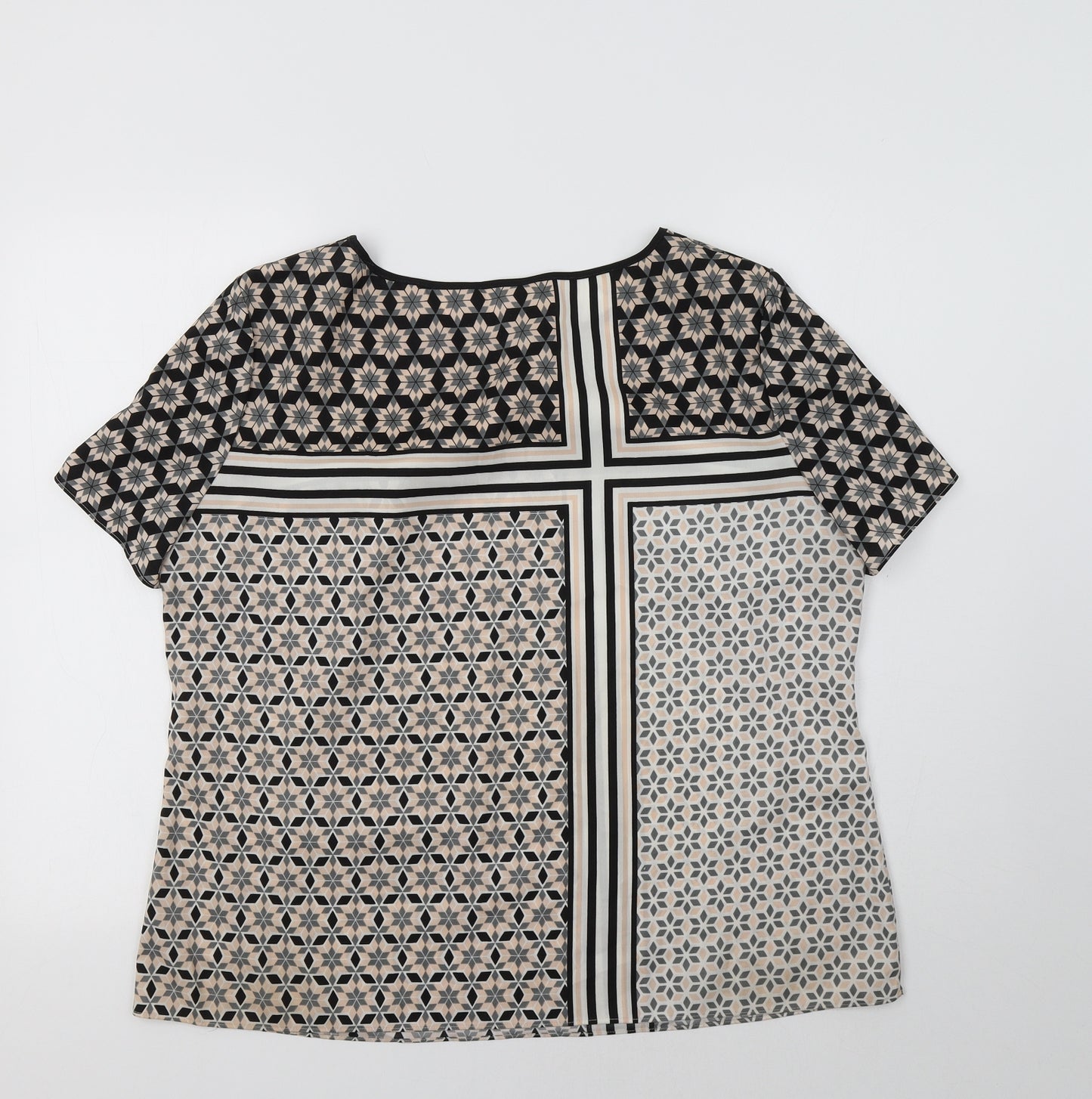 Planet Womens Beige Geometric  Basic Blouse Size 16