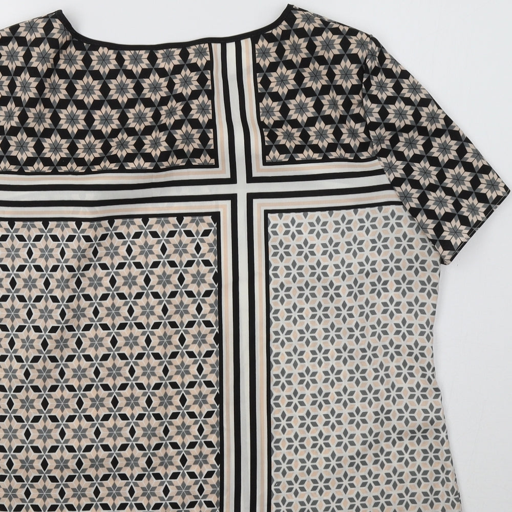 Planet Womens Beige Geometric  Basic Blouse Size 16