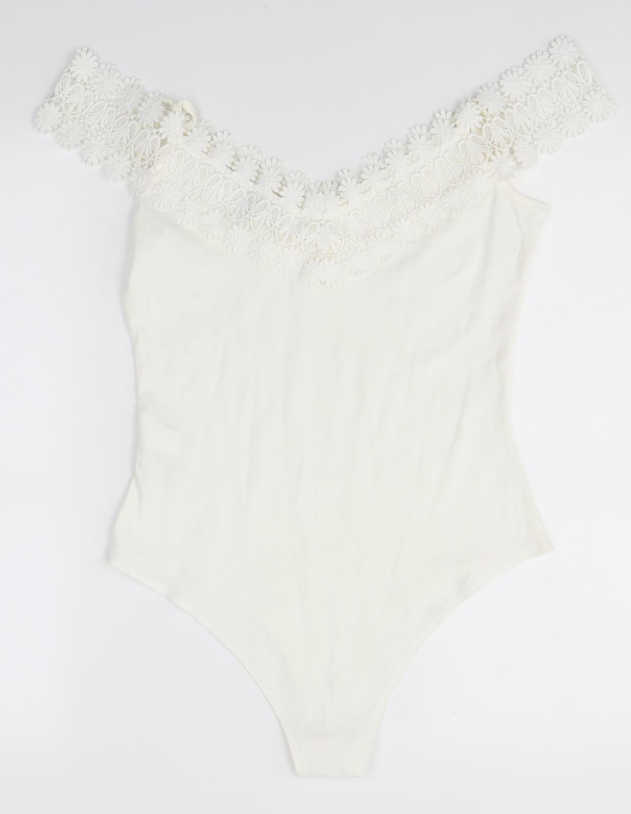 Lipsy London Womens White   Bodysuit One-Piece Size 12